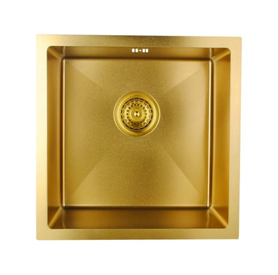 गुणवत्ता  Luxury Gold  Toned SUS304 Stainless Steel Square Kitchen Sink with  Efficient Drainage Design कारखाना
