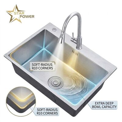 अच्छा दाम 25 Inch Laundry Utility Sink SUS304 20 Gauge Deep Basin with Faucet Assembly ऑनलाइन
