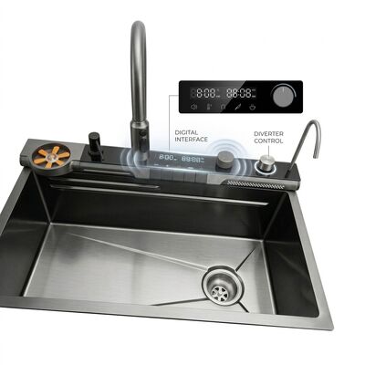अच्छा दाम 32 Inch Drop-In Double Bowl Kitchen Sink SUS304 20 Gauge with Glass Cover ऑनलाइन