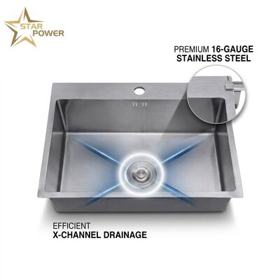 अच्छा दाम 23 Inch Undermount Single Bowl Kitchen Sink SUS304 18 Gauge Gunmetal PVD Finish ऑनलाइन