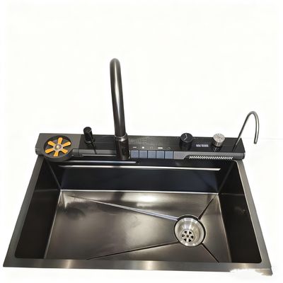 आधुनिक रसोई के लिए हाई-आर्क फ़ॉसेट के साथ 800mm डबल-बाउल स्टेनलेस स्टील किचन सिंक सेट