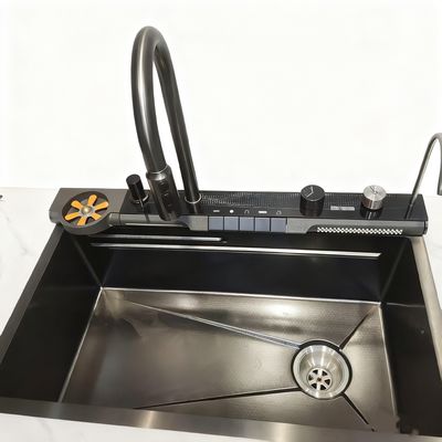 आधुनिक रसोई के लिए हाई-आर्क फ़ॉसेट के साथ 800mm डबल-बाउल स्टेनलेस स्टील किचन सिंक सेट