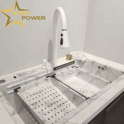 वाणिज्यिक रसोई सिंक 304/316 खाद्य ग्रेड सामग्री के साथ हस्तनिर्मित टिकाऊ स्टेनलेस स्टील डबल कटोरा