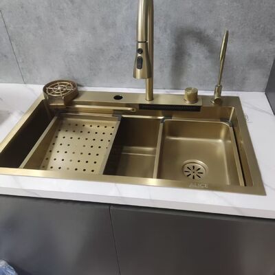 अच्छा दाम आर10 गोल कोने बिना मृत-अंत 304/316 स्टेनलेस स्टील गहरे कटोरे और शोर-कम करने वाले शॉक पैड के साथ हस्तनिर्मित रसोई सिंक ऑनलाइन
