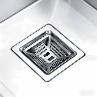 आधुनिक रसोई के लिए 304 स्टेनलेस स्टील में मूल ब्रश खत्म हस्तनिर्मित डबल कटोरा सिंक