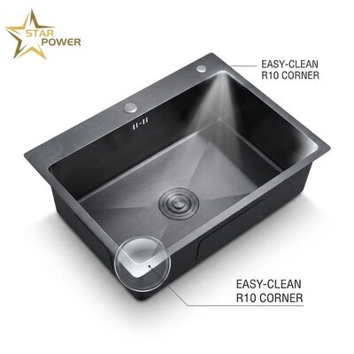 अच्छा दाम 16 Gauge 304 Stainless Steel Double Bowl Kitchen Sink Drop-in 33x22 Inch 9 Inch Deep Basin Brushed Finish ऑनलाइन