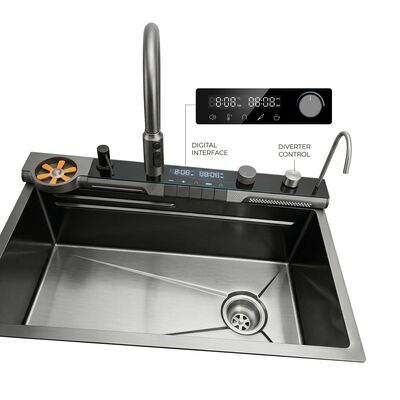 अच्छा दाम RV 24 Inch Drop-In Kitchen Sink SUS304 with Tempered Glass Cover Single Bowl ऑनलाइन