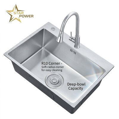 अच्छा दाम Nano Black 31x20 Undermount Handmade Kitchen Sink SUS304 Single Bowl 18 Gauge ऑनलाइन