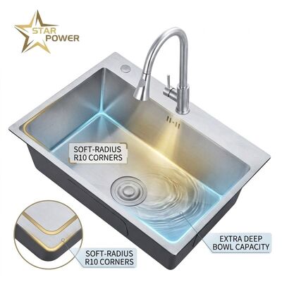 अच्छा दाम 25 Inch Drop-In Laundry Utility Sink Single Bowl 20 Gauge with Overflow Drain ऑनलाइन