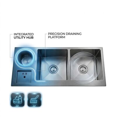 गुणवत्ता 36 Inch PVD Gold Single Bowl Farmhouse Workstation Kitchen Sink SUS304 16 Gauge कारखाना