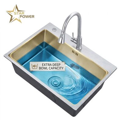 गुणवत्ता 20 Inch Bar Prep Undermount Single Bowl Kitchen Sink 18 Gauge Nano Black Coating कारखाना