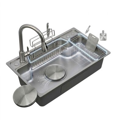अच्छा दाम 30 Inch Farmhouse Apron Front Double Bowl Kitchen Sink 60/40 16 Gauge with Bottom Grids ऑनलाइन